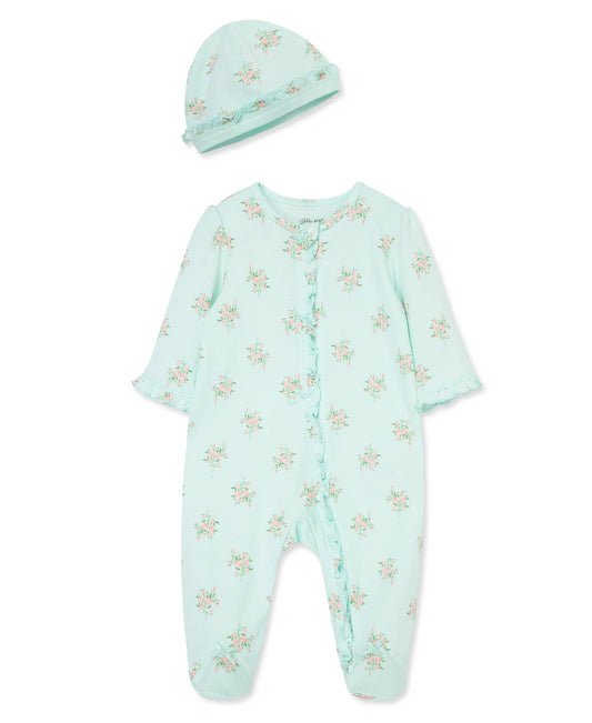 Rosebud 2-Way-Zip Footed One-Piece and Headband by Little Me