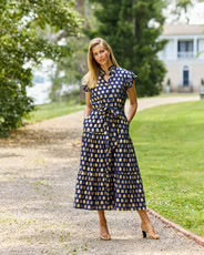 Montauk Dress in Bue Green Grid by Dizzy Lizzie
