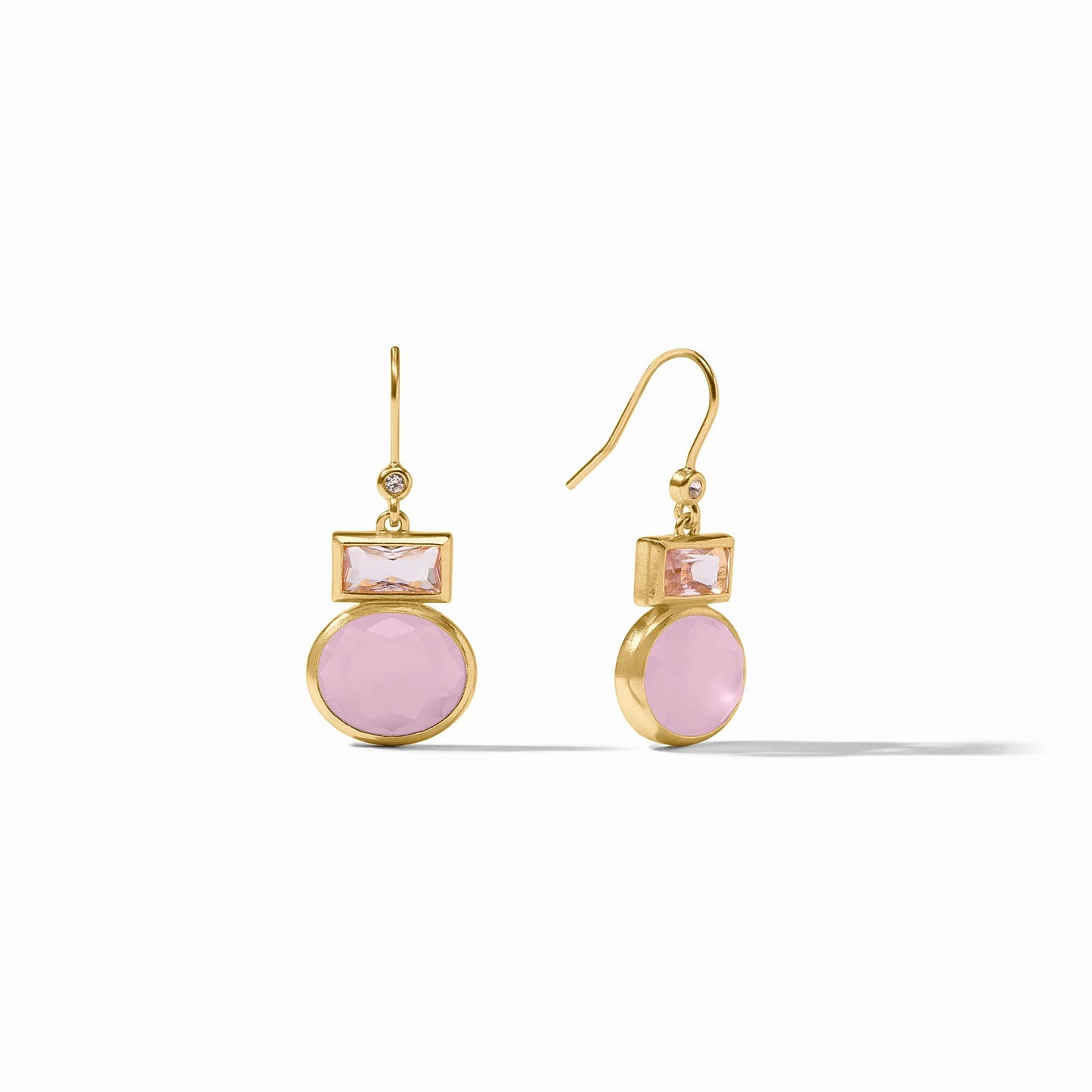 Jolie Midi Earring in Gold with Rose Pink Stone by Julie Vos