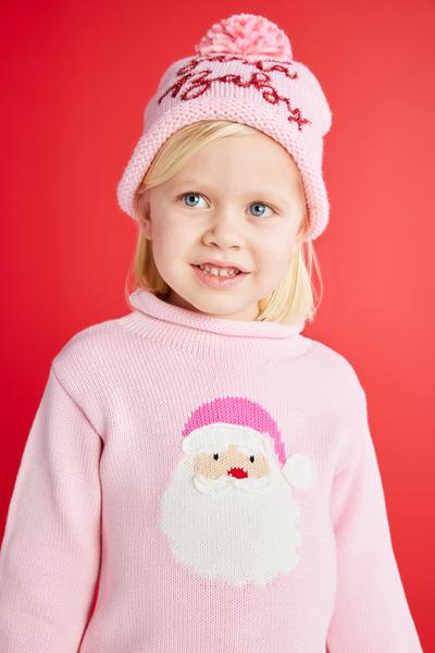Roll neck Santa Sweater in Pink