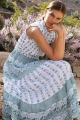 Sleeveless Smocked Maxi Dress in Boreggo Green by Oliphant