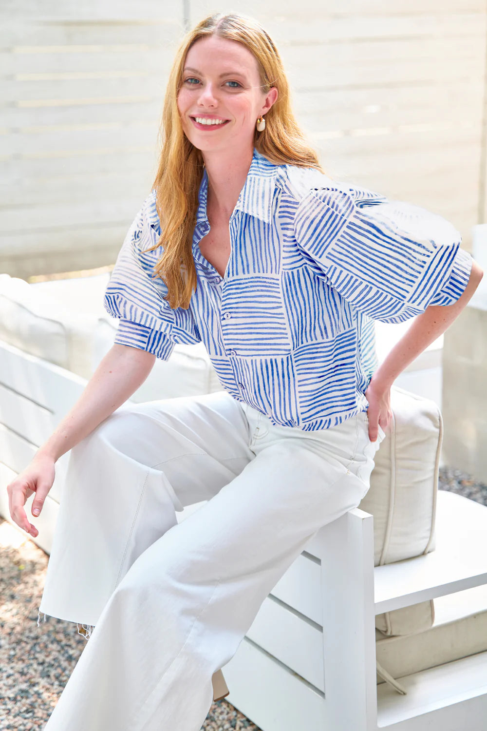 Bomba Shirt Block Stripe in Navy 3446055B