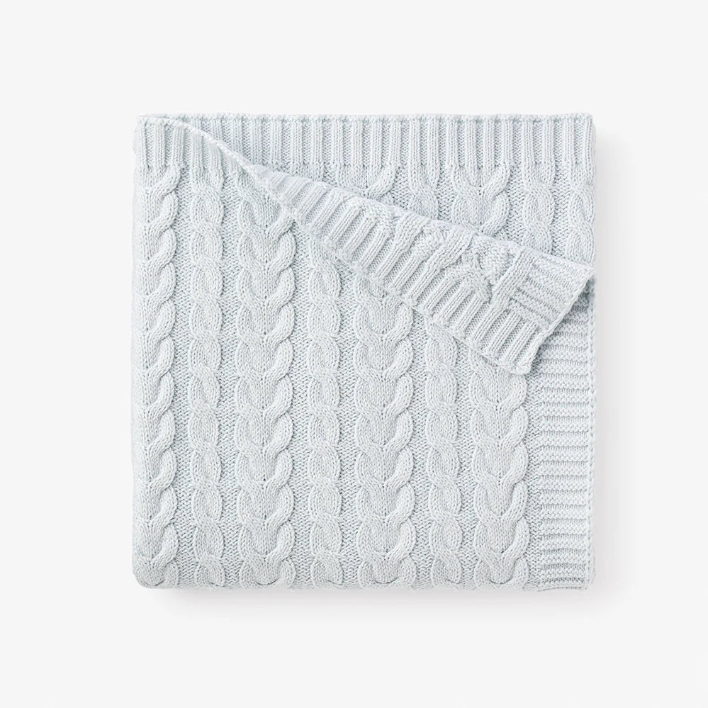 Pale Blue Horseshoe Cable Blanket by Elegant Baby