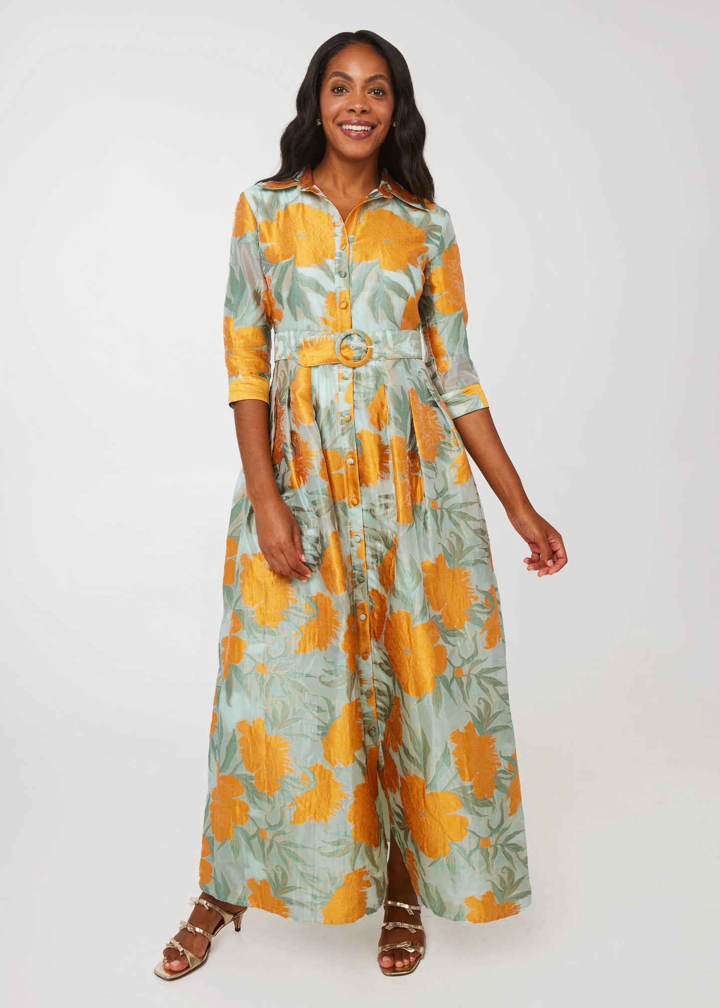 Cecilia Gown Mint Pansy Vine Organza Dress by Abbey Glass