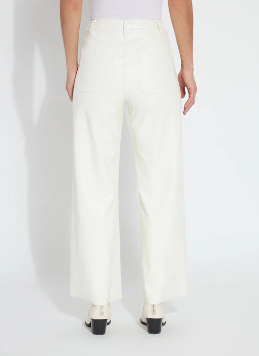 Vegan Leather Wide Leg (28" Inseam) 3253 in Snow White by Lysse
