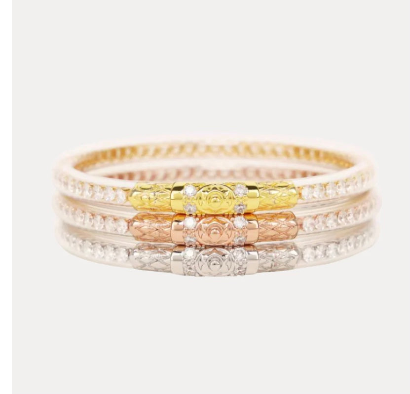Three Queens All Weather Bangles in Clear Crystal-Large
