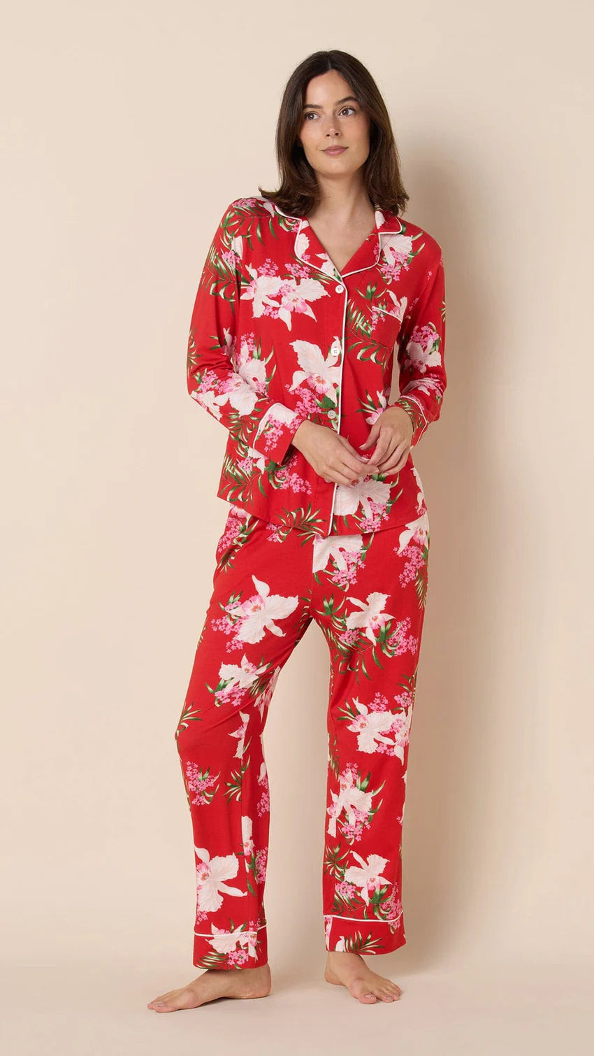 Flora Festiva Pima Knit Long-sleeve Pajama by Cat’s Pajamas