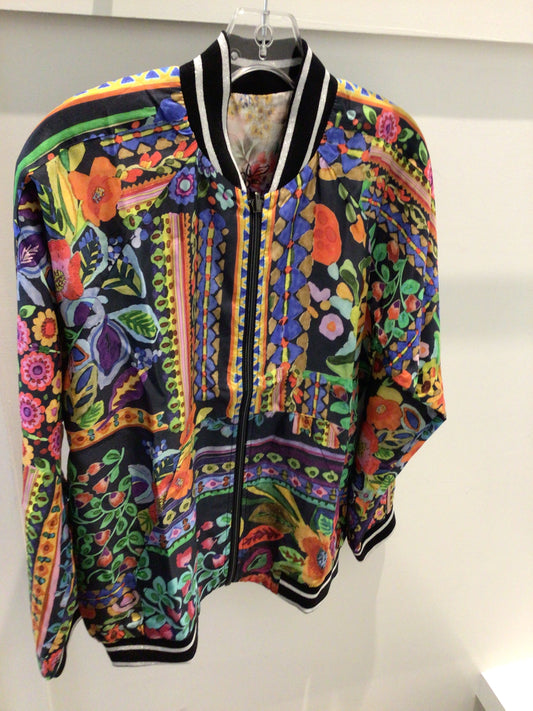 Tasha Bomber Jacket in Brush Painted by Johnny Was