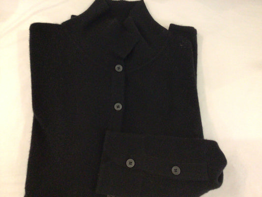 Button Cashmere Shirt Sweater in Black by Poshabilities