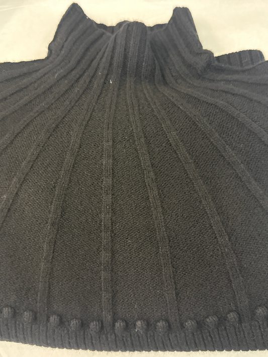 100% Merino Liliana Shaker Funnel Neck Sweater in Black by Alashan Cashmere