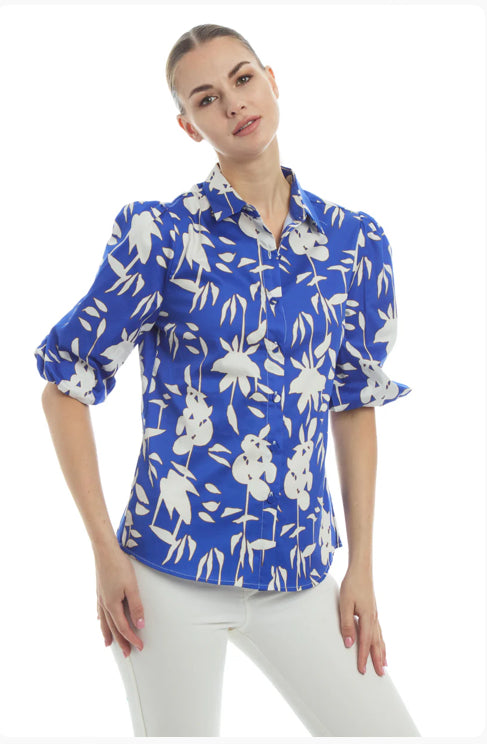 Claudia Blouse in Royal Poplars by Patty Kim