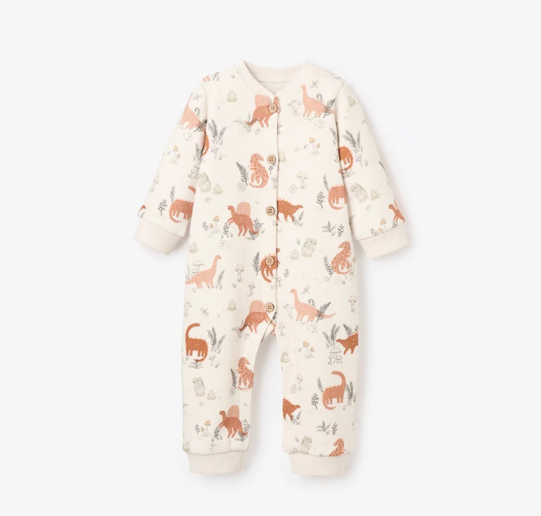 Dinosaur Organic Fleece Printed Jumpsuit by Elegant Baby