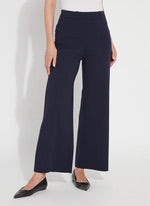 Erin Hi Waist Wide Leg Ponte (28" Inseam) in True Navy by Lysse 3295