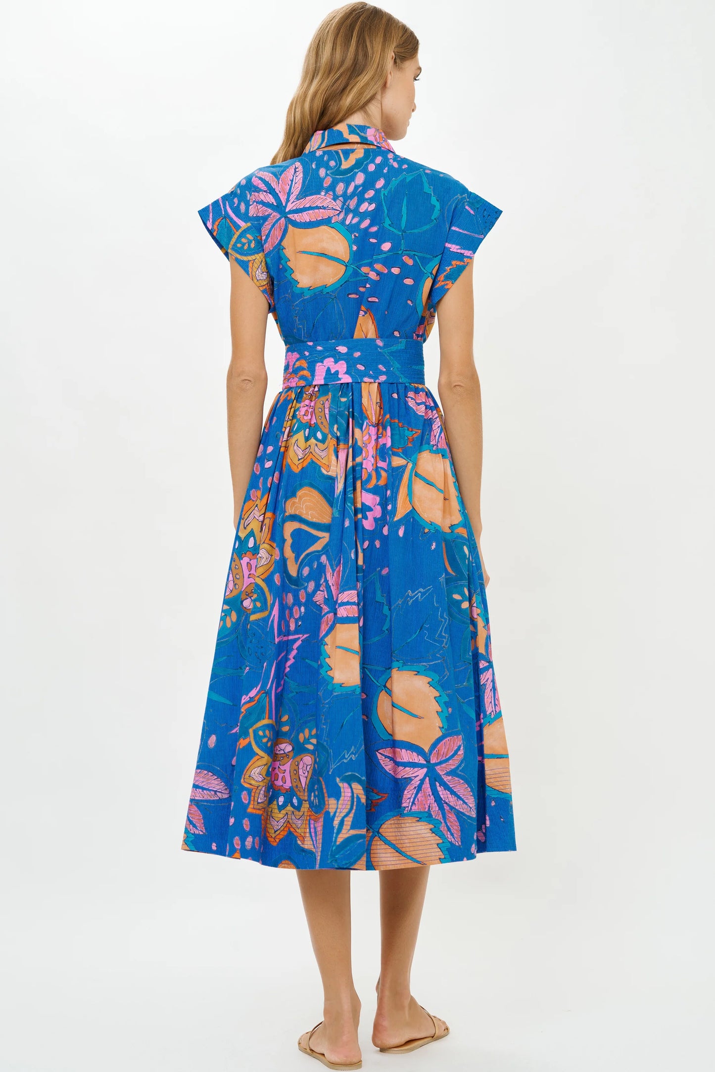 Antico Blue Belted Shirt Dress by Oliphant