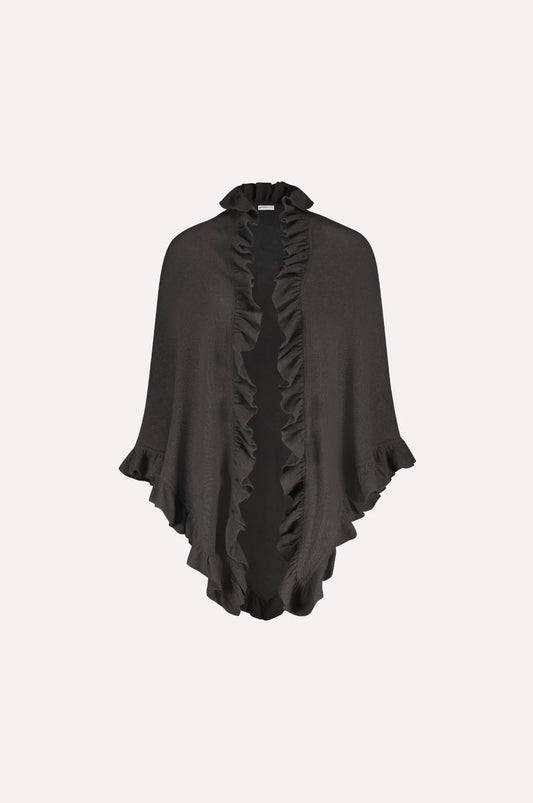Cashmere Ruffle Shawl in Navy by Minnie Rose