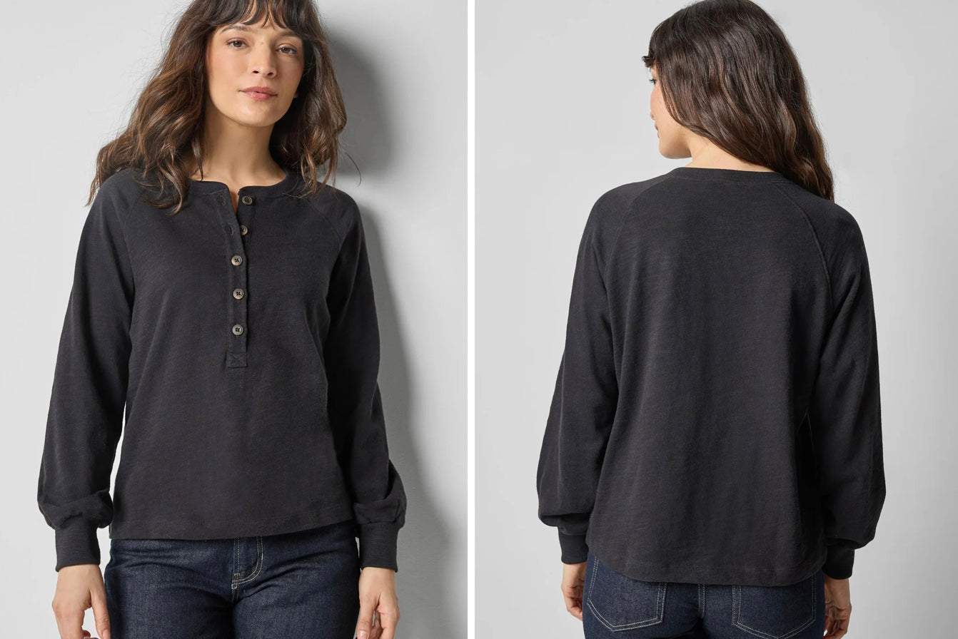 Full Sleeve Henley in Black by Lilla P