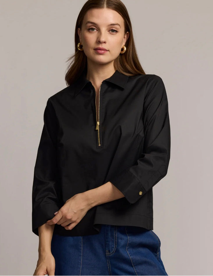 Alessa 3/4 Sleeve Shirt in Black by Hinson Wu