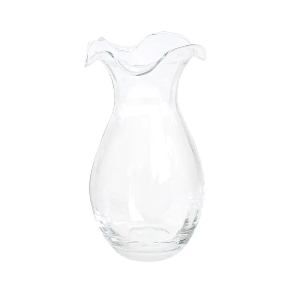 Hibiscus Glass Vertical Fluted Small Vase in Clear by Vietri