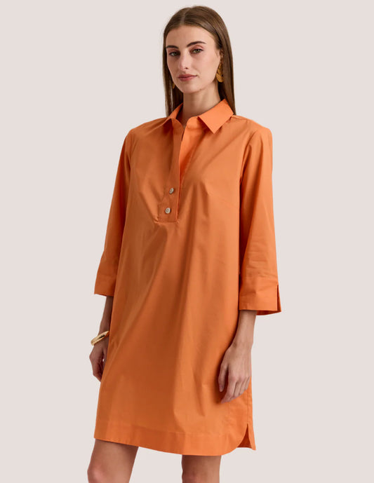 Aileen Dress 3/4 Sleeve in Tangerine by Hinson Wu