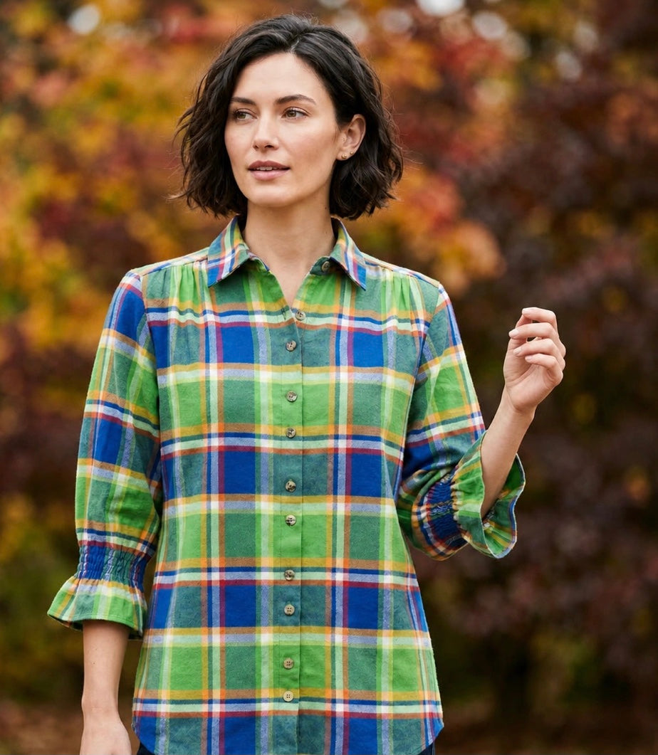 Smocking Sleeve Shirt in Lime by Toofan
