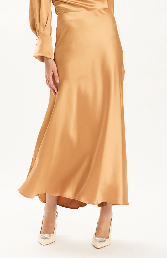 Edie Charmeuse Skirt in Champagne by Tyler Boe