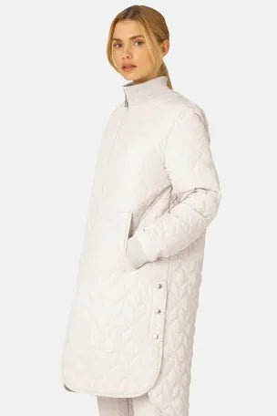 Quilted Long Jacket in Cream by Ilse Jacobsen
