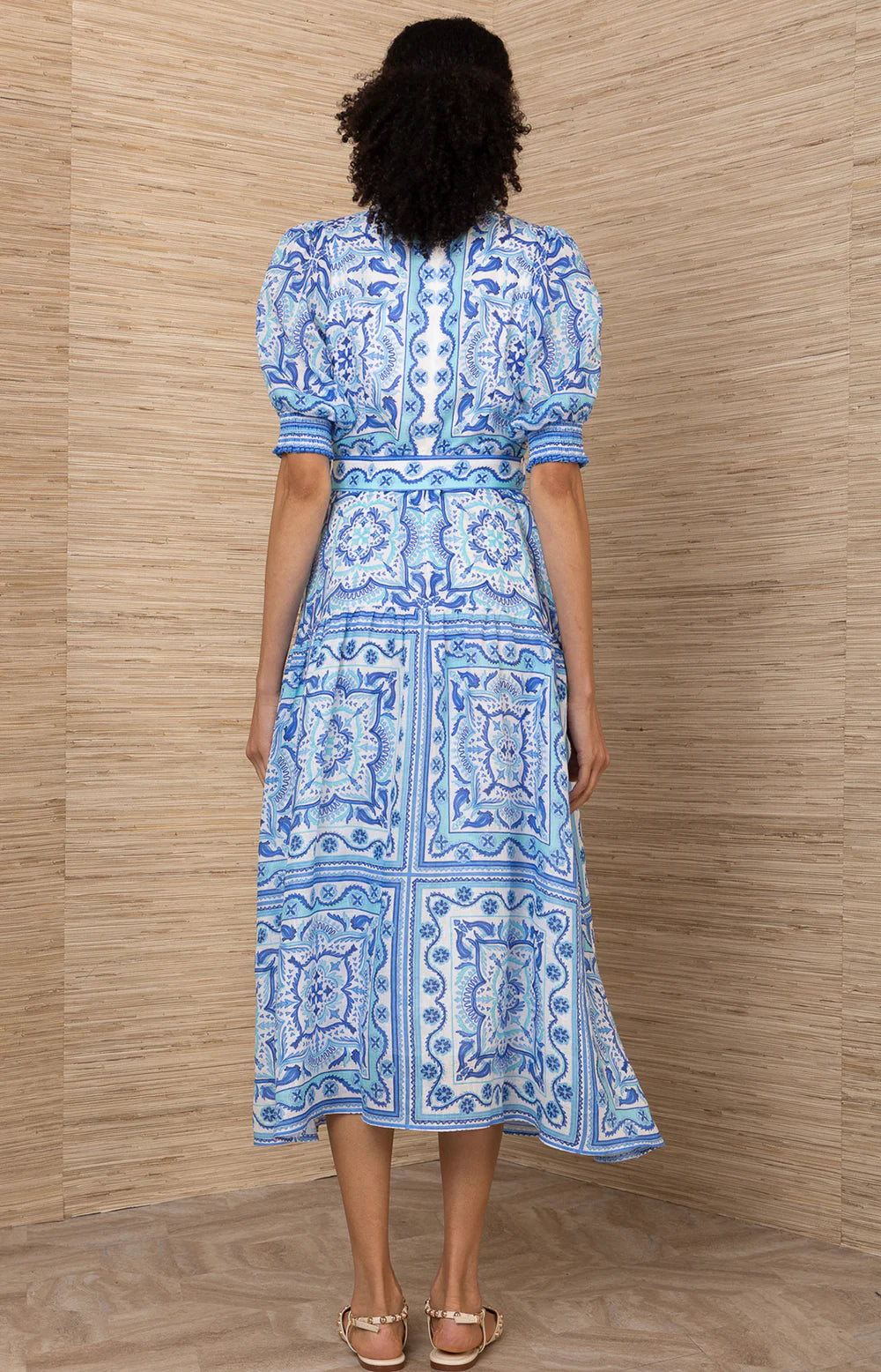 Bess Linen Midi Dress in Blue by Hale Bob