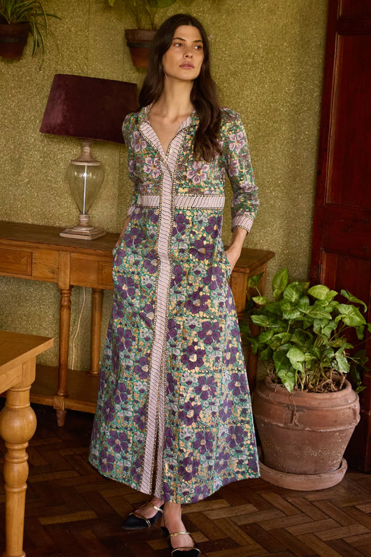 Shirt Dress Maxi in Matera Green by Oliphant