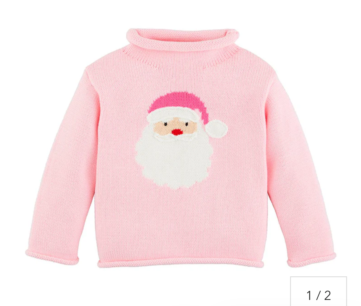 Roll neck Santa Sweater in Pink